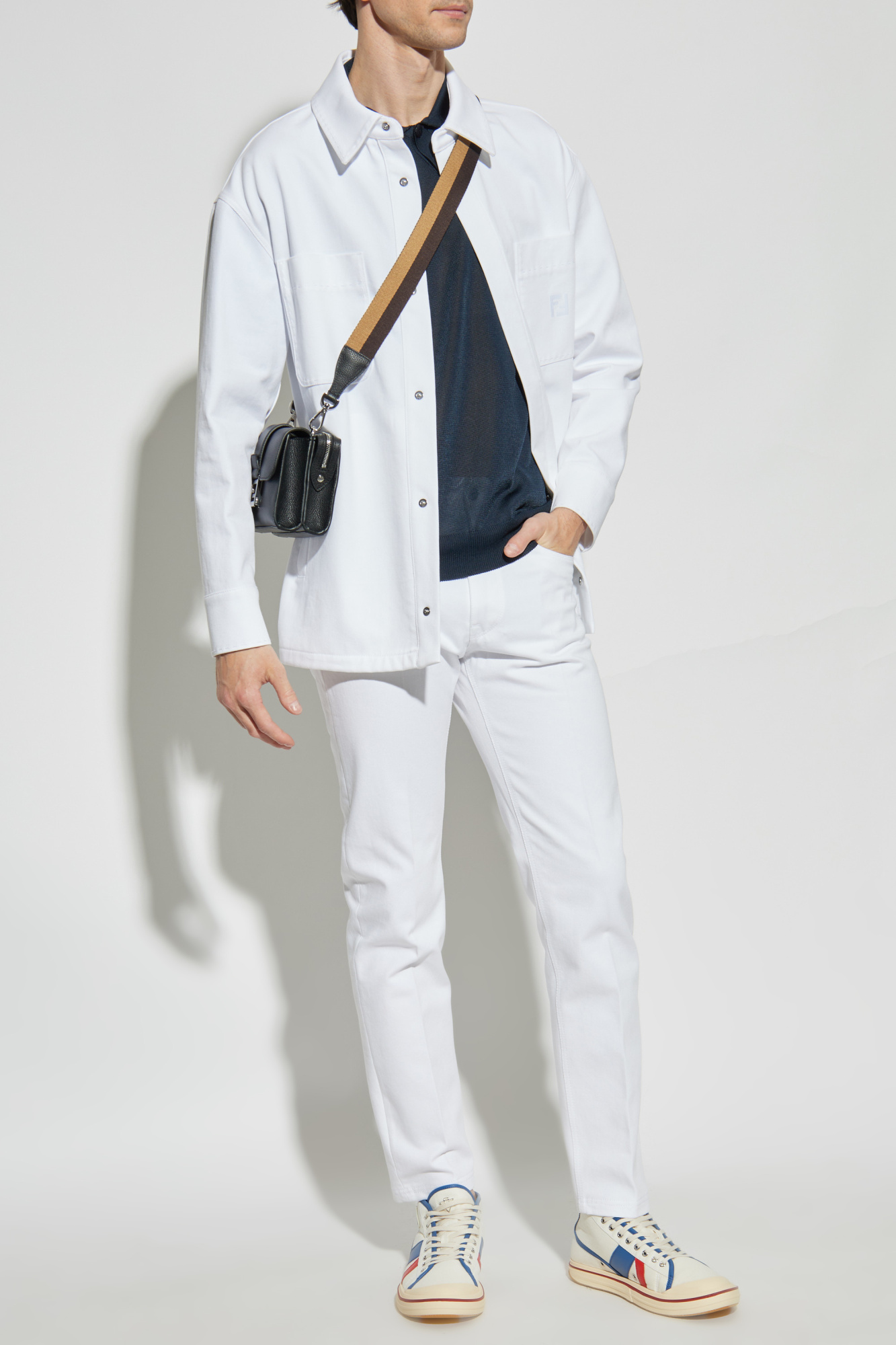 FENDI Ff off white denim trouser デニムパンツ フェンディ White Jeans with tapered legs Fendi - Vitkac AS